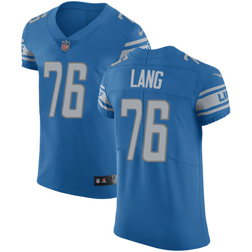 Nike Lions #76 T.J. Lang Blue Team Color Men's Stitched NFL Vapor Untouchable Elite Jersey